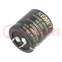 Capacitor: electrolytic; SNAP-IN; 4.7mF; 63VDC; Ø30x30mm; ±20%