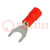 Uiteinde: vork; M5; Ø: 5,2mm; 0,25÷1,5mm2; klemmen; voor draad; rood