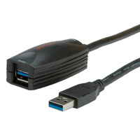 ROLINE USB 3.2 Gen 1 Actieve Repeater kabel, zwart, 5 m