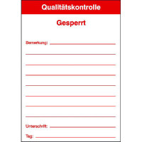 Qualitätskennzeichnungsetiketten: Qualitätskontr.Gesperrt,selbstkl.Folie,7x10cm