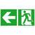 Rettungsweg links Rettungsschild, Folie selbstklebend, 30x15 cm DIN EN ISO 7010 E001 + Zusatzzeichen ASR A1.3 E001 + Zusatzzeichen