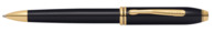 Kugelschreiber Cross Townsend Schwarzlack mit 23 K goldplattierten Beschlägen