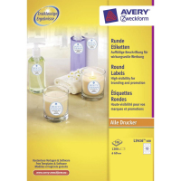 Avery Productetiketten, wit, Ø 60,0 mm, permanent klevend