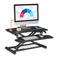 Relaxdays Höhenverstellbarer Schreibtischaufsatz, mit Tastaturablage, Sitz-Steh-Schreibtisch, BxT: 72 x 59 cm, schwarz