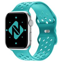 NALIA Breathable Bracelet Silicone Smart Watch Strap compatible with Apple Watch Strap SE & Series 8/7/6/5/4/3/2/1, 38mm 40mm 41mm, Fitness Watch Band, Men & Women Cyan