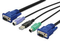 KVM Cable-Set.VGA.PS/2-Mouse.PS/2-Keyboard. USB HD DB15/M.2xMiniDIN6/M. USB typeA/M - HD DB15/M