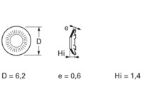 Kontaktscheibe, M3, H 0.6 mm, Außen-Ø 6.2 mm, Federstahl, DIN 17222, 150 32 03