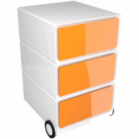 Rollcontainer HxBxT 64,2x39x43,6cm 3 Schübe orange