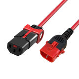 ACT Netsnoer C13 IEC Lock+ - C14 IEC Lock Dual Locking rood 1,5 m, PC3614