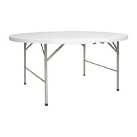 Bolero Round White Folding Table - Garden Furniture 5(d) ft