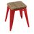 Bolero Bistro Low Stools in Red - Steel with Wooden Seat Pad - Pack of 4