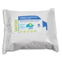 TIFON Paquet 30 lingettes humides 20x20cm pour désinfection des mains et surfaces, actif sur coronavirus