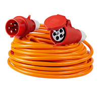 AS SCHWABE CEE Starkstromverlängerungskabel mit Phasenwendestecker & CEE-Kupplung (400V | 16A | 5-polig | 6h | IP44 | H07BQ-F 5G2,5 | 25m Kabel) - in orange