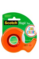 Scotch® Magic™ Unsichtbares Klebeband, 1 Rolle, 19 mm x 19 m + Cool Colours Abroller