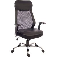 Contemporary mesh back executive office chair with fold-up arms