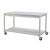 Mailroom bench with open storage, with lower shelf - mobile - H x W x D: 840 x 1530 x 750mm