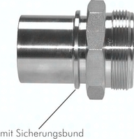 Exemplarische Darstellung: Gewindetülle mit zylindrischem Außengewinde und Sicherungsbund, 1.4401