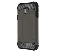 Defender műanyag telefonvédő (közepesen ütésálló, légpárnás sarok, szilikon belső, fémhatás) BARNA [Samsung Galaxy J3 (2017) SM-J330 EU]