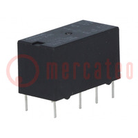 Relay: electromagnetic; DPDT; Ucoil: 12VDC; Icontacts max: 2A; PCB
