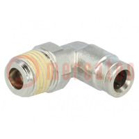 Push-in fitting; angled; nickel plated brass; Thread: BSP 1/4"