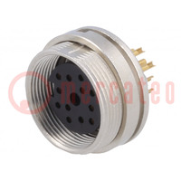 Connector: M16; socket; female; soldering; PIN: 12; 3A; 60V; IP40
