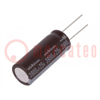 Capacitor: electrolytic; low ESR; THT; 3900uF; 25VDC; Ø16x40mm