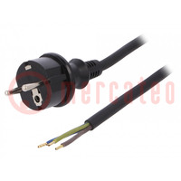 Cable; 3x1.5mm2; CEE 7/7 (E/F) plug,wires,SCHUKO plug; rubber