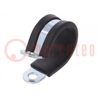Fixing clamp; ØBundle : 25mm; W: 15mm; steel; Cover material: EPDM