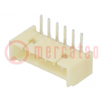 Contact; kabel-plaat; mannelijk; 1,25mm; PIN: 6; THT; 250V; 1A