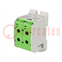 Splice terminal: rail; 95mm2; ways: 1; terminals: 4; green; STB; TS35