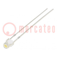 LED; 3mm; bianco caldo; 1120mcd; 100°; Frontale: convesso; 2,9VDC