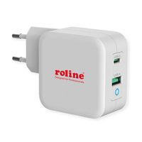 ROLINE USB Oplader met Eurostekker, 2 poorten (Type-A QC3.0, Type-C PD), 65W