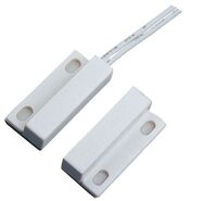 Contacto magnetico de puerta de superficie adhesivo y tornillos. 28 X 13 mm. Blanco. Salida configurable NO/NC.
