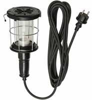 Brennenstuhl Handleuchte / Werkstattlampe aus Hartgummi mit stabilem Schutzkorb, 60 W, 146 mm Ø, 5 m Kabel, schwarz