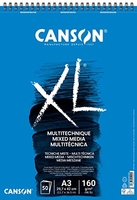 CANSON ALBUM 30 FEUILLES XL MIX MEDIA - SPIRALÉ PETIT CÔTÉ - A3 160G/M² GRAIN LÉGER - BLANC C31078A033