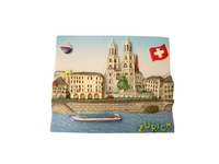 Magnet Zürich City mit Grossmünster, Limmat, Schiff, Wappen