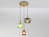 LED Pendelleuchte aus Rillenglas bunt mit 3 Glasschirmen, Ø 55cm