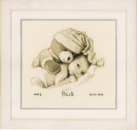 Counted Cross Stitch Birth Record: Baby & Teddy