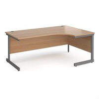 Contract 25 right hand ergonomic desk with graphite cantilever leg 1800mm - beec