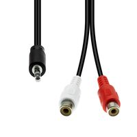 3-Pin to 2 x RCA Cable M-F , Black 20cm ,