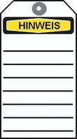 Kollianhänger - HINWEIS, Gelb/Schwarz, 12 x 6 cm, Manilakarton, Für innen