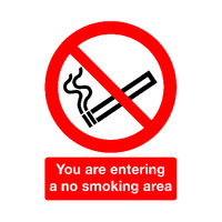 BRADY Y1345056 SIGN NO SMOKING AREA 60 X 45CM RIGID PLASTIC