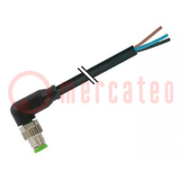 Connection lead; M12; PIN: 3; angled; 5m; plug; 250VAC; 4A; 7000; PVC