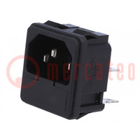 Connector: AC supply; socket; male; 10A; IEC 60320; C14 (E); 5x20mm