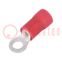 Tip: ring; M3; 1.65mm2; crimped; for cable; insulated; tinned; red