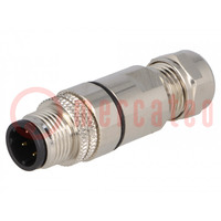 Connector: M12; stekker; PIN: 4; mannelijk; code D-Ethernet; IP67