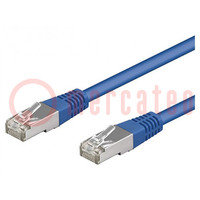 Patch cord; SF/UTP; 5e; filo cordato; CCA; PVC; blu; 2m; 26AWG