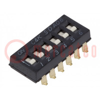 Switch: DIP-SWITCH; Poles number: 6; ON-OFF; 0.025A/24VDC; Pos: 6