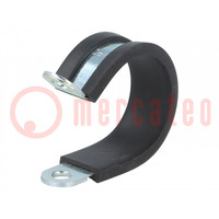 Fixing clamp; ØBundle : 25mm; W: 12mm; steel; Cover material: EPDM