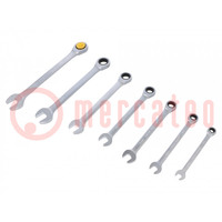 Wrenches set; rattle,combination spanner; 7pcs.